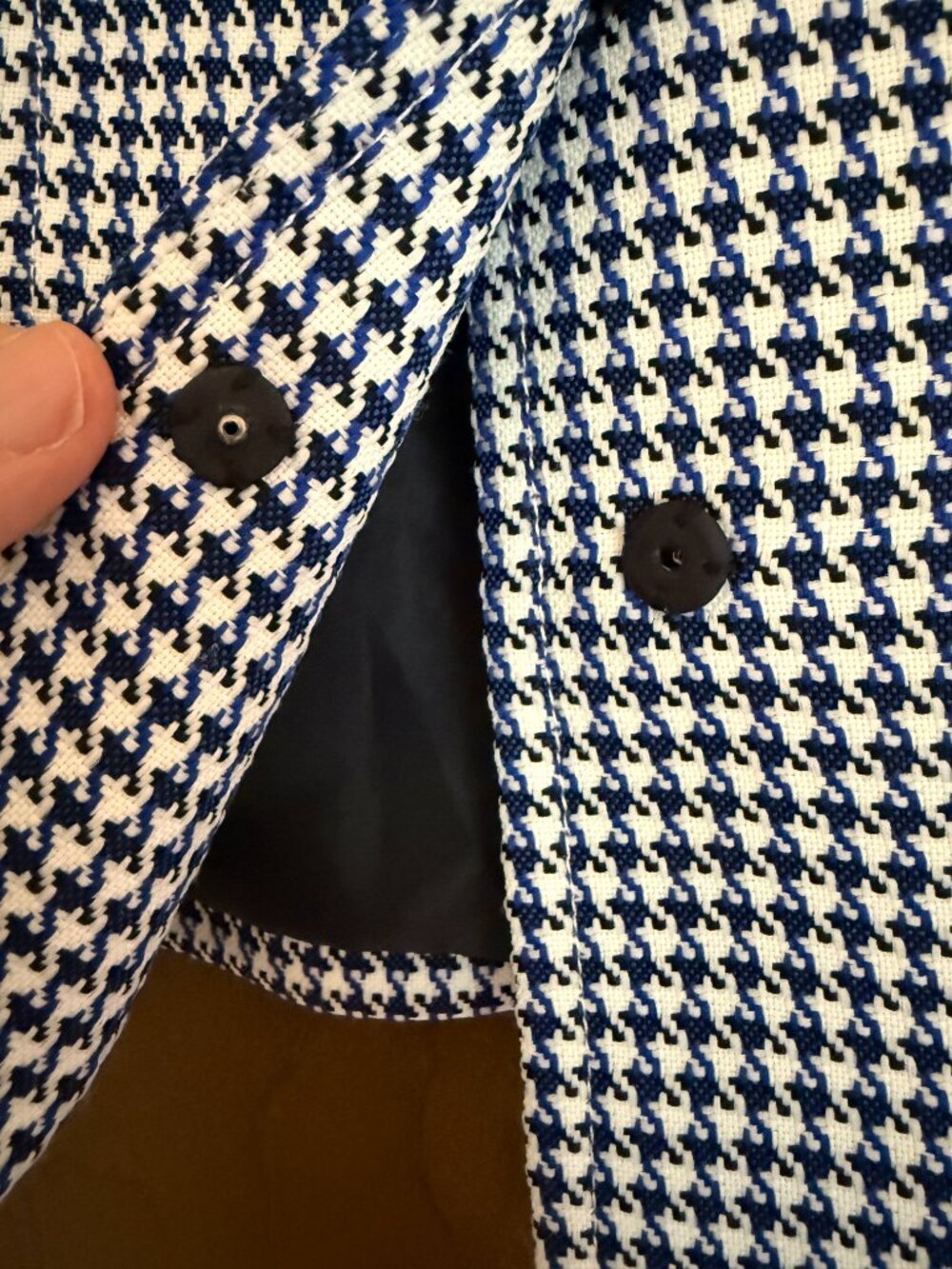 Tahari ASL Houndstooth Cropped Blazer Mod Retro 90s Preppy Old Money Academia - Picture 4 of 10